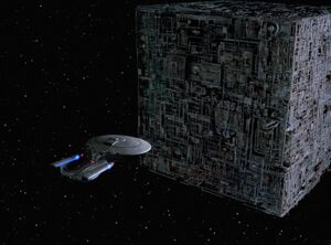 Enterprise and a Borg Cube