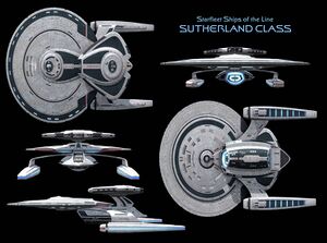 Orthographic views of a Sutherland-class cruiser.